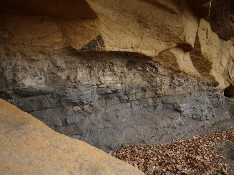 Výchozy karbonských sedimentů plzeňské pánve-v nadloží arkózy, v podloží prachovce a jílovce